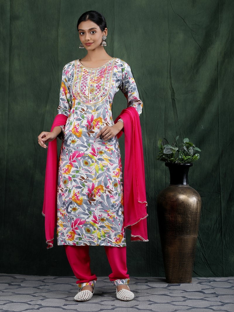 Shifory Floral Print Multi Kurti Pant & Dupatta Set for Women - Image 1